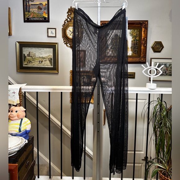 NWT Sympli Barely Pure Pant Black Mesh Sheer Wide Leg Layering Style Size 12 - Picture 1 of 8